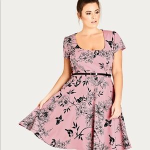 City Chic A- line belted dress , NWT